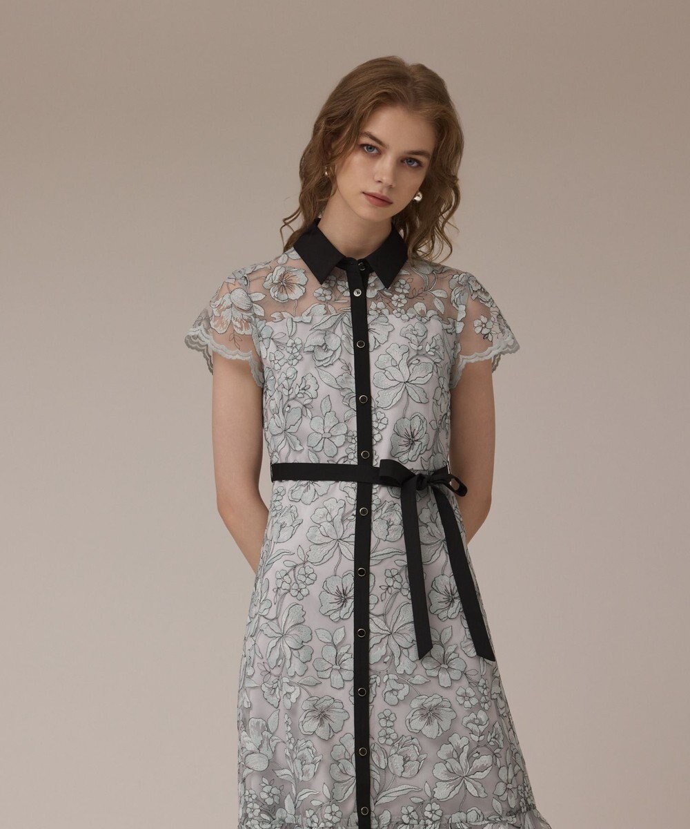 GRACE CONTINENTAL チュールフラワー刺繍ワンピース 