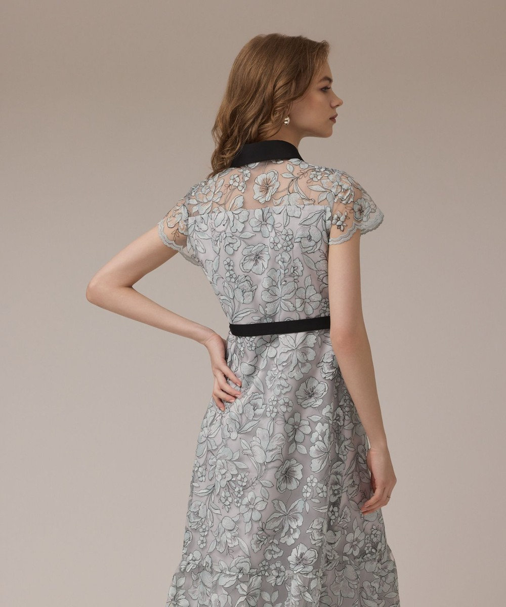 GRACE CONTINENTAL ダイアグラム チュール フラワーワンピース フラワーライン刺繍ワンピース / GRACE CONTINENTAL | GRACE