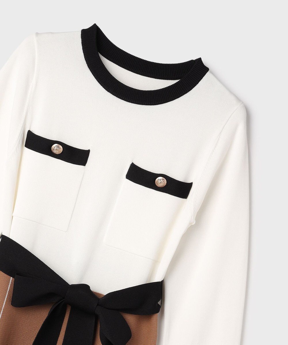 GRACE CONTINENTAL ニットバイカラージャガードワンピース 