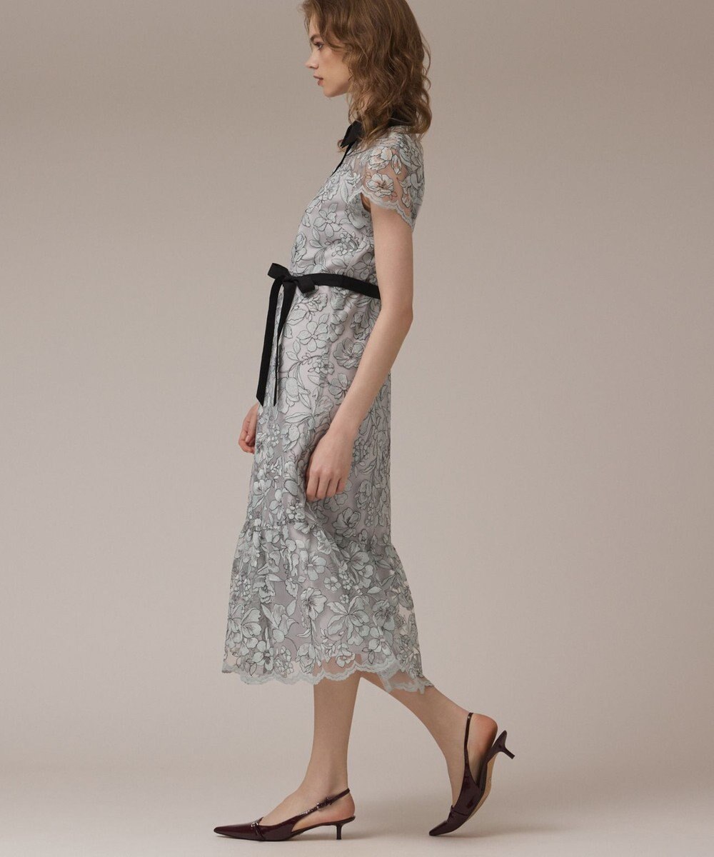 GRACE CONTINENTAL チュールフラワー刺繍ワンピース 