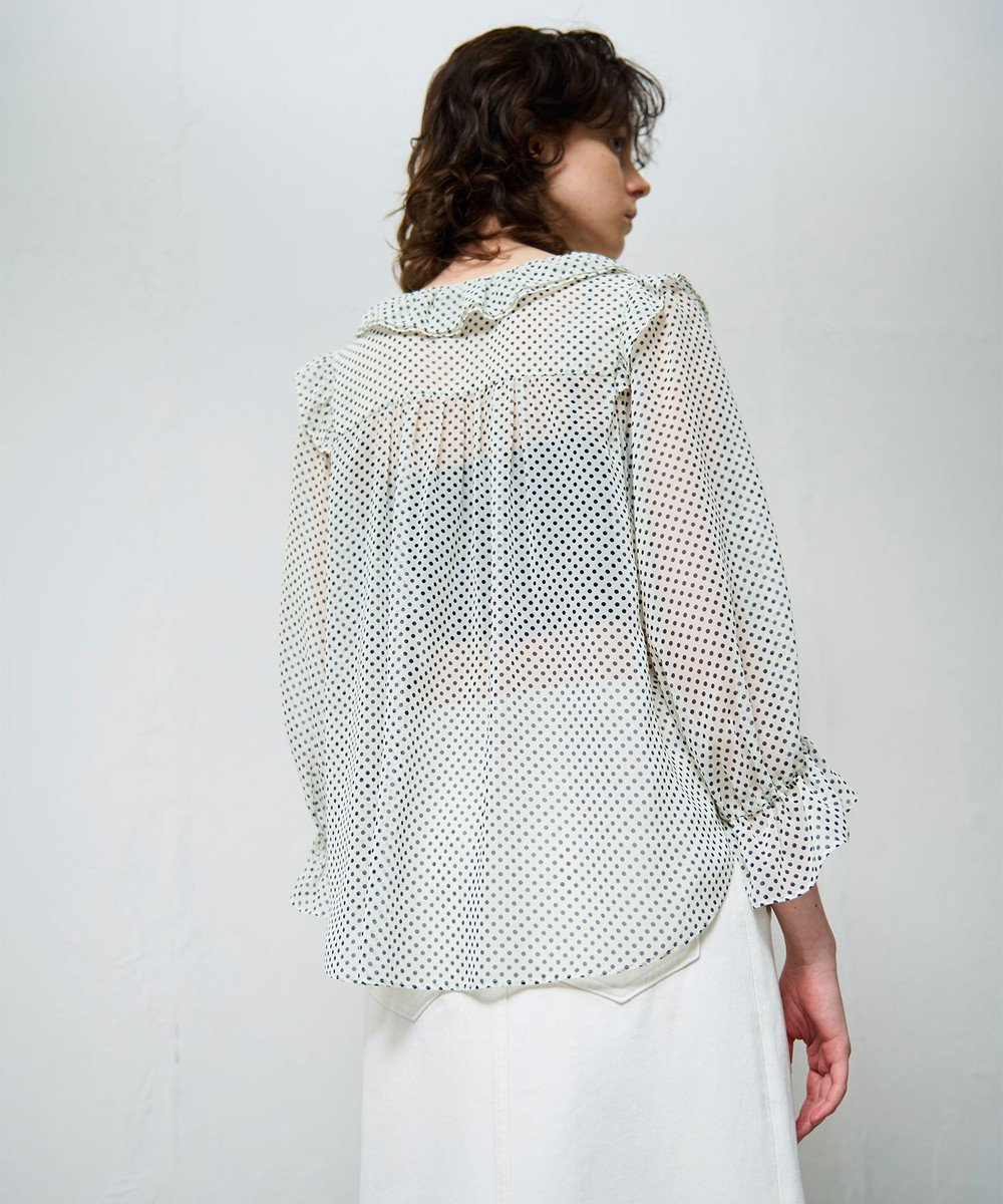 GRACE CONTINENTAL ドットラッフルブラウス 