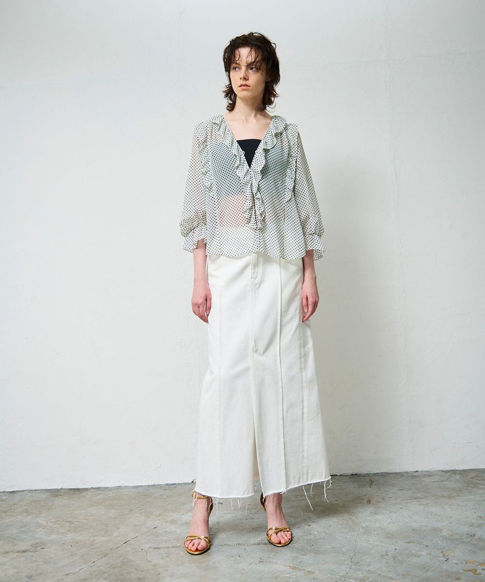 GRACE CONTINENTAL ドットラッフルブラウス 
