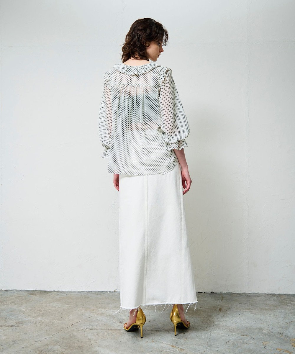 GRACE CONTINENTAL ドットラッフルブラウス
