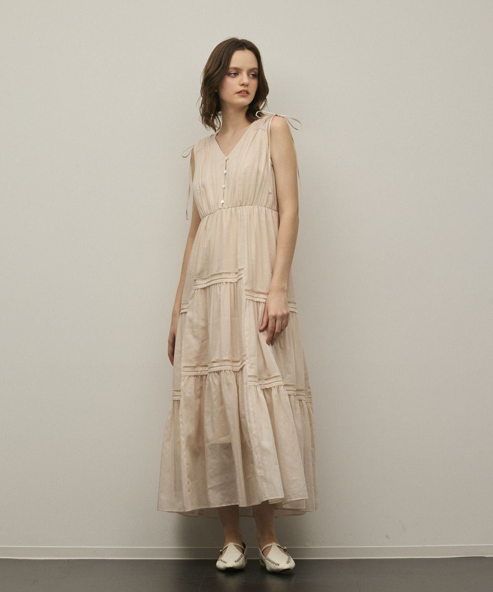 GRACE CONTINENTAL コットンシルクティアードワンピース 