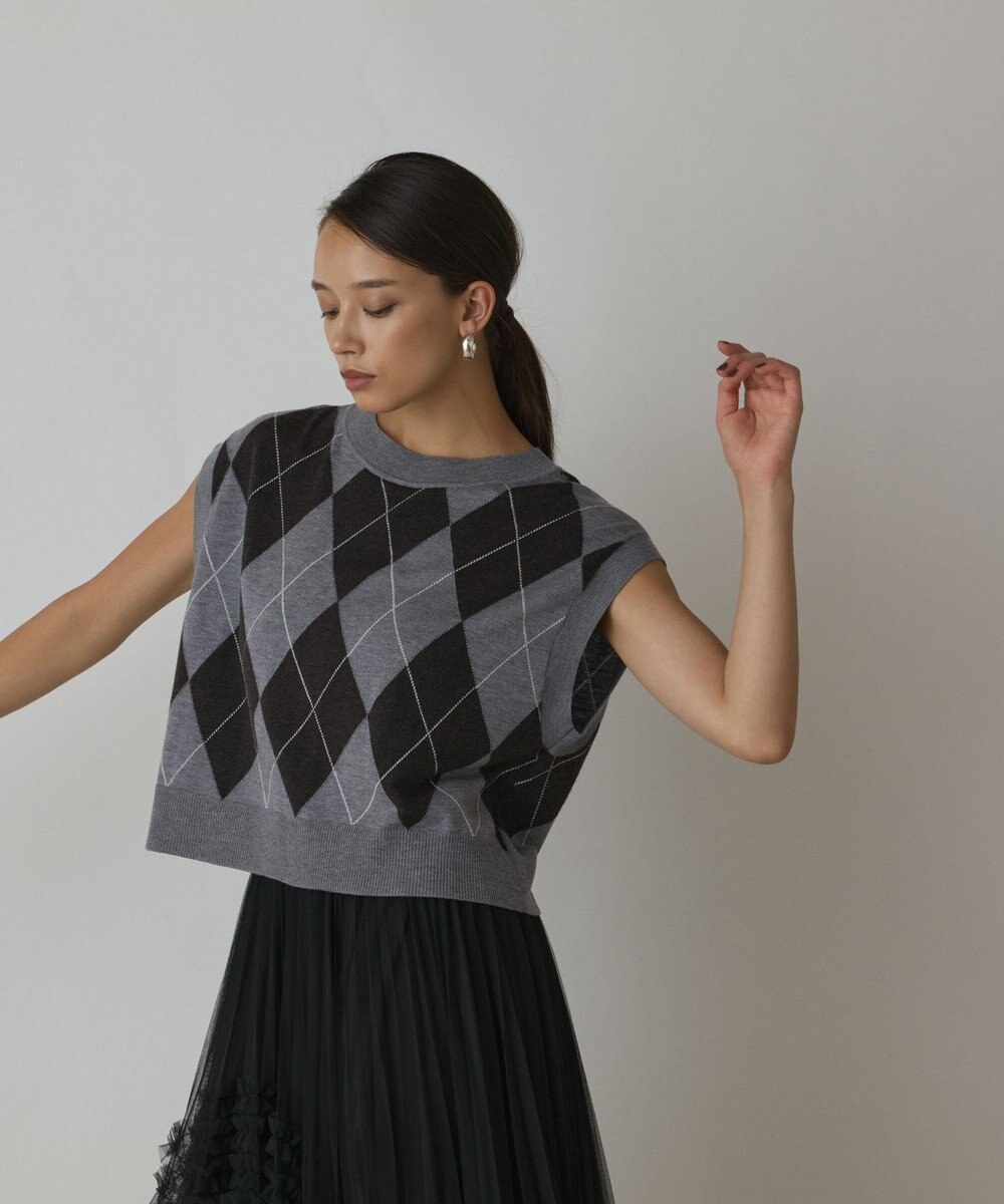 GRACE CONTINENTAL アーガイルニットベスト 