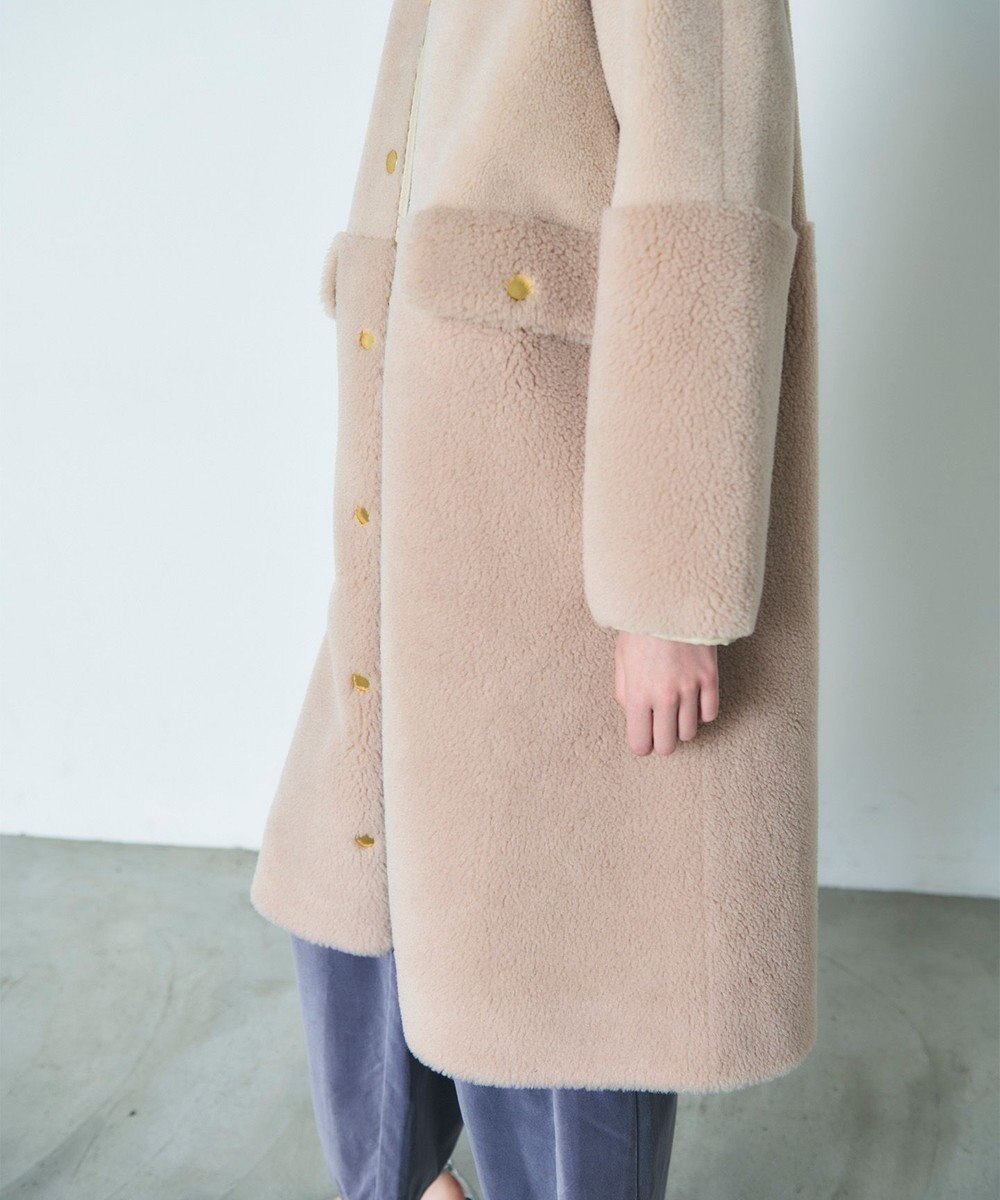 GRACE CONTINENTAL ノーカラーボアムートンコート 