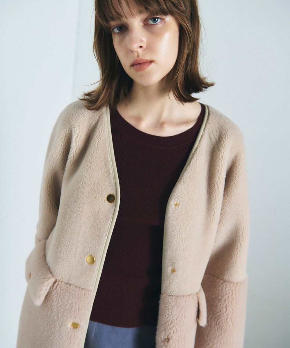 GRACE CONTINENTAL ノーカラーボアムートンコート