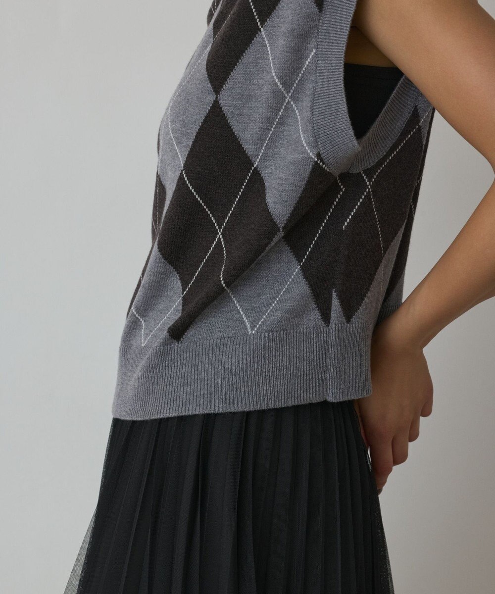 GRACE CONTINENTAL アーガイルニットベスト 