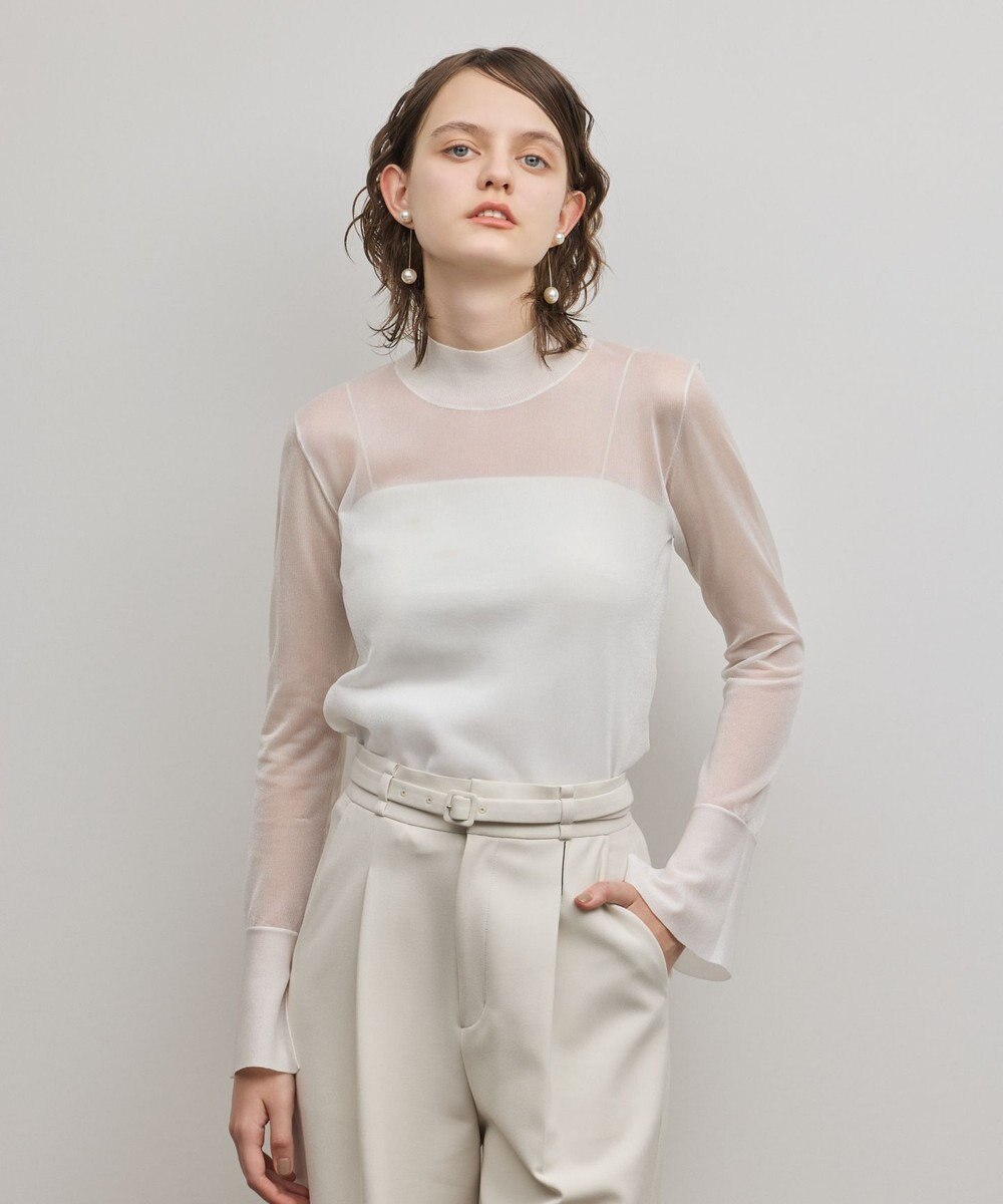GRACE CONTINENTAL シアーハイネックニットトップ 