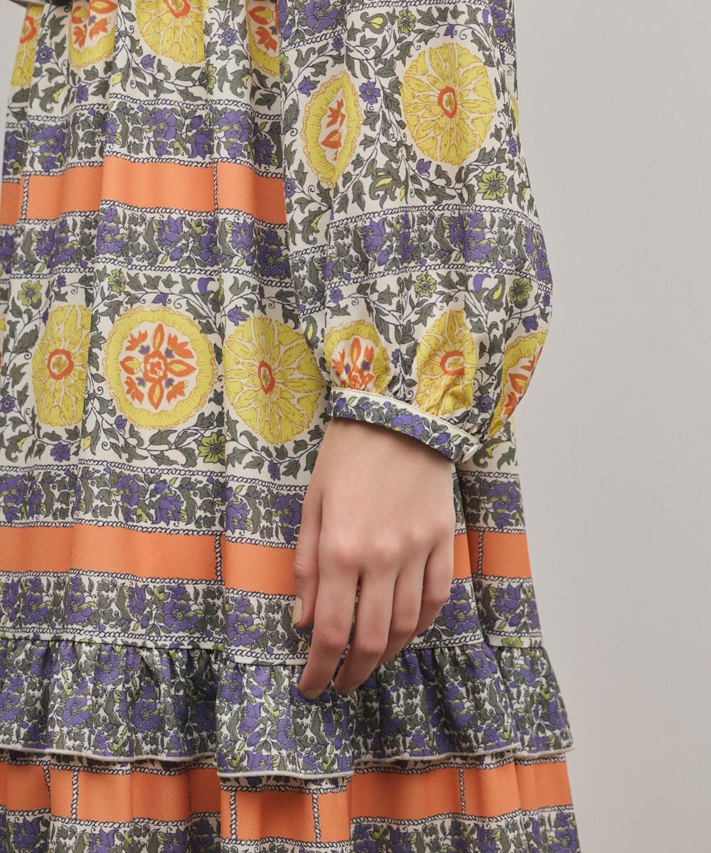 GRACE CONTINENTAL フラワープリントレースアップワンピース 