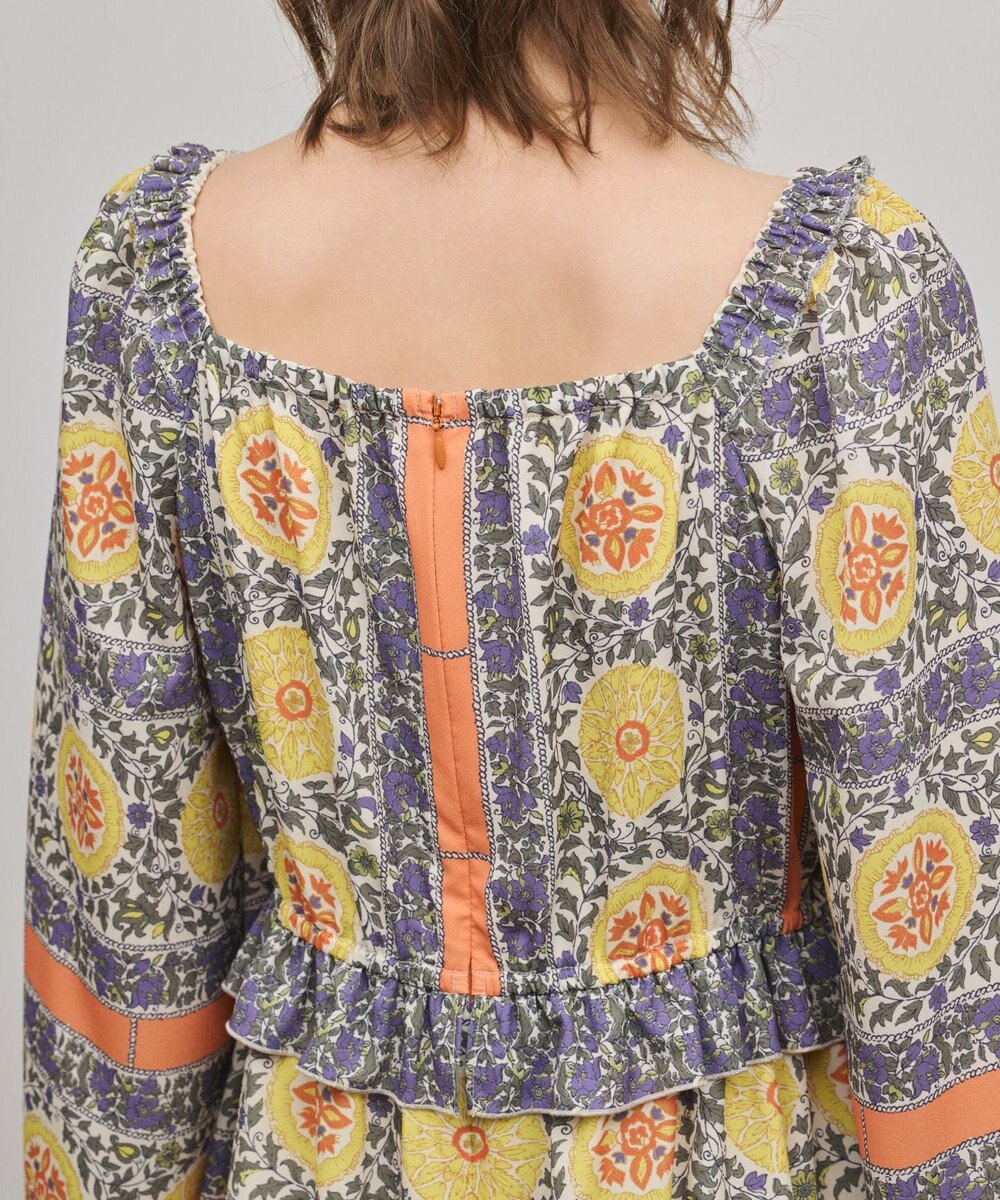 GRACE CONTINENTAL フラワープリントレースアップワンピース 