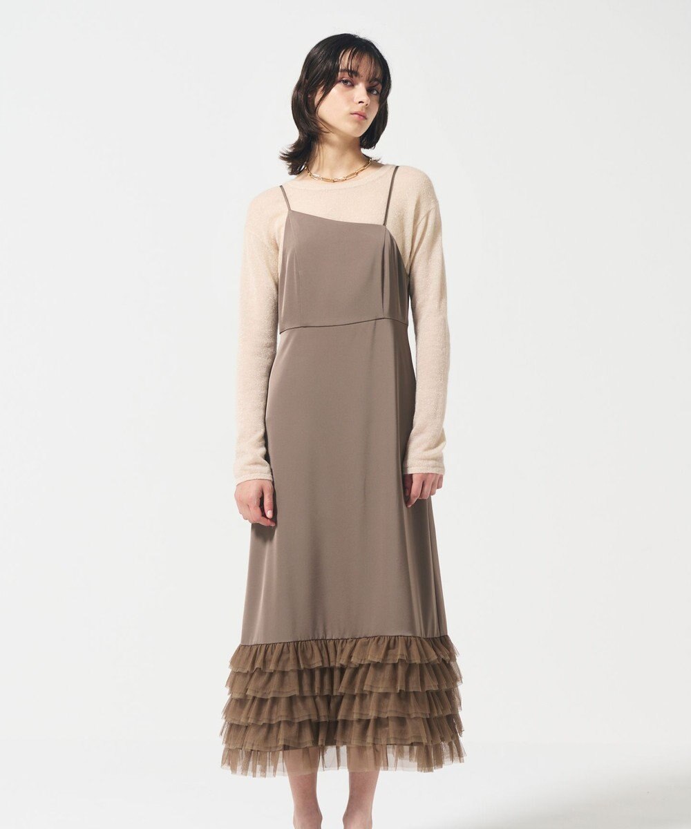 GRACE CONTINENTAL フリルチュールサテンキャミワンピース