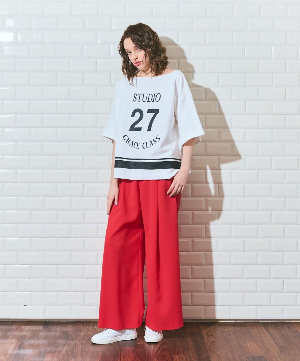 GRACE CONTINENTAL ナンバープリントループ裏毛トップ 