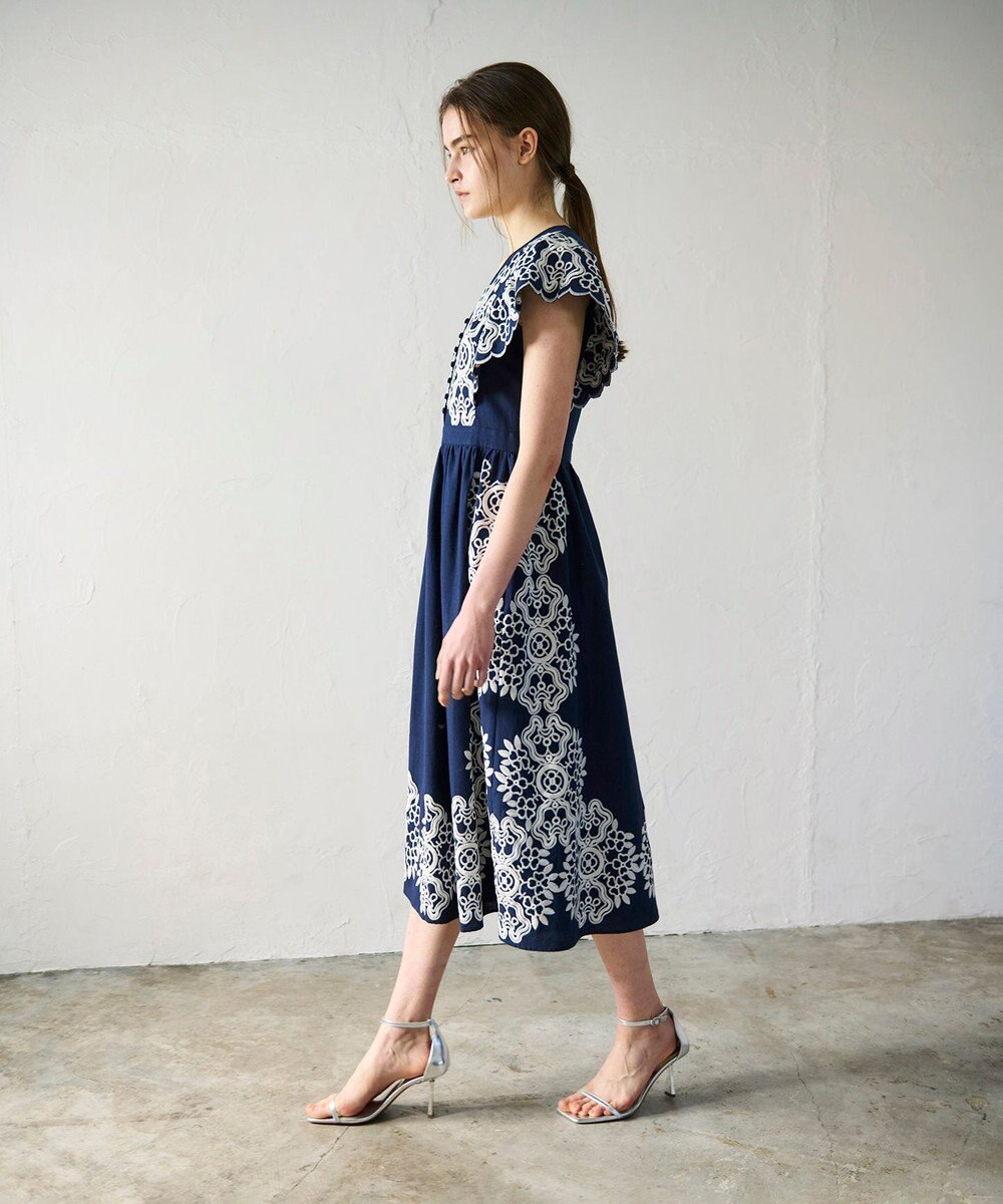 GRACE CONTINENTAL バイカラー刺繍コットンワンピース 