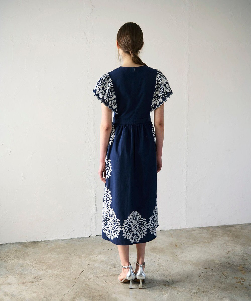 GRACE CONTINENTAL バイカラー刺繍コットンワンピース 