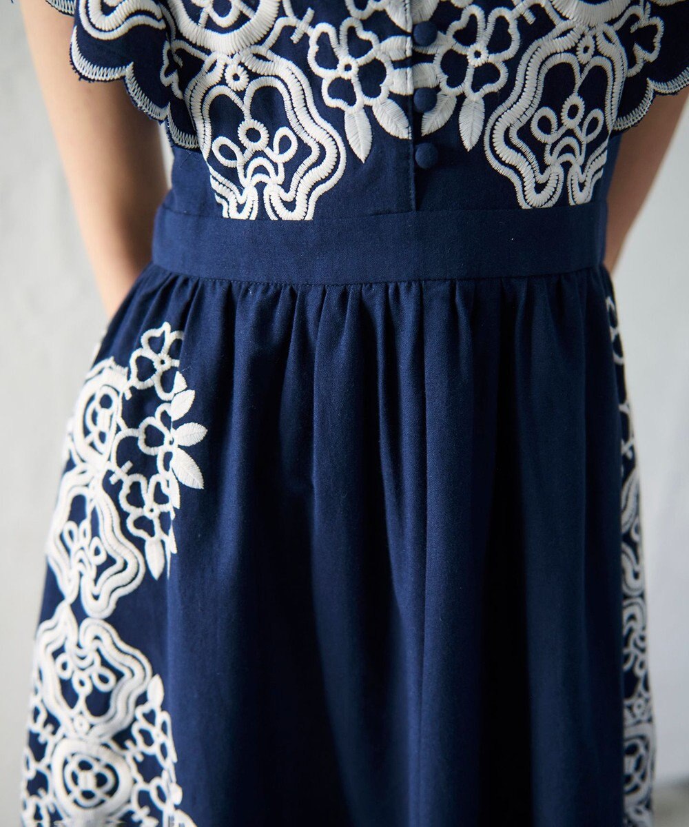 GRACE CONTINENTAL バイカラー刺繍コットンワンピース 