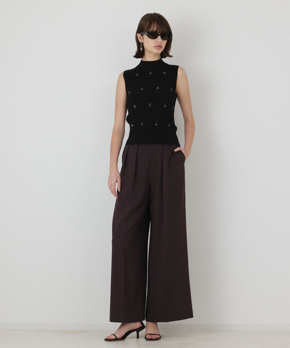 GRACE CONTINENTAL ビジューリブニットトップ 