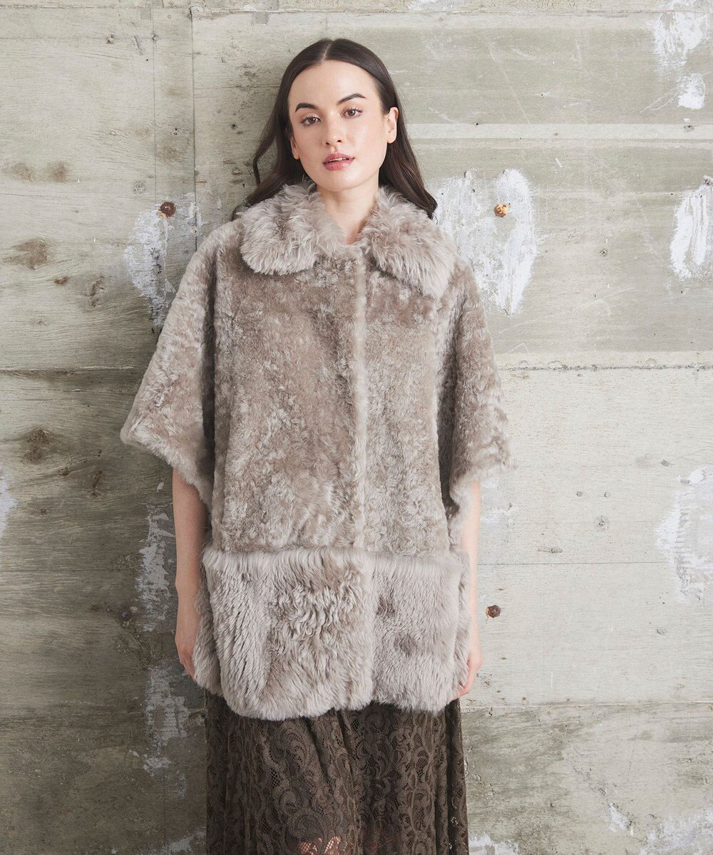 GRACE CONTINENTAL ムートンポンチョコート 