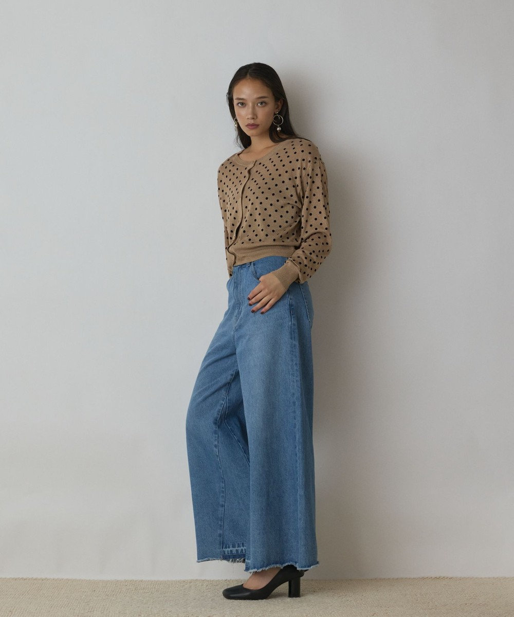 GRACE CONTINENTAL ドットフロッキーニットカーディガン