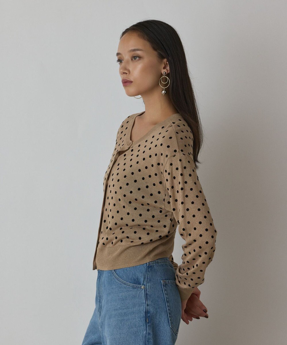 GRACE CONTINENTAL ドットフロッキーニットカーディガン 