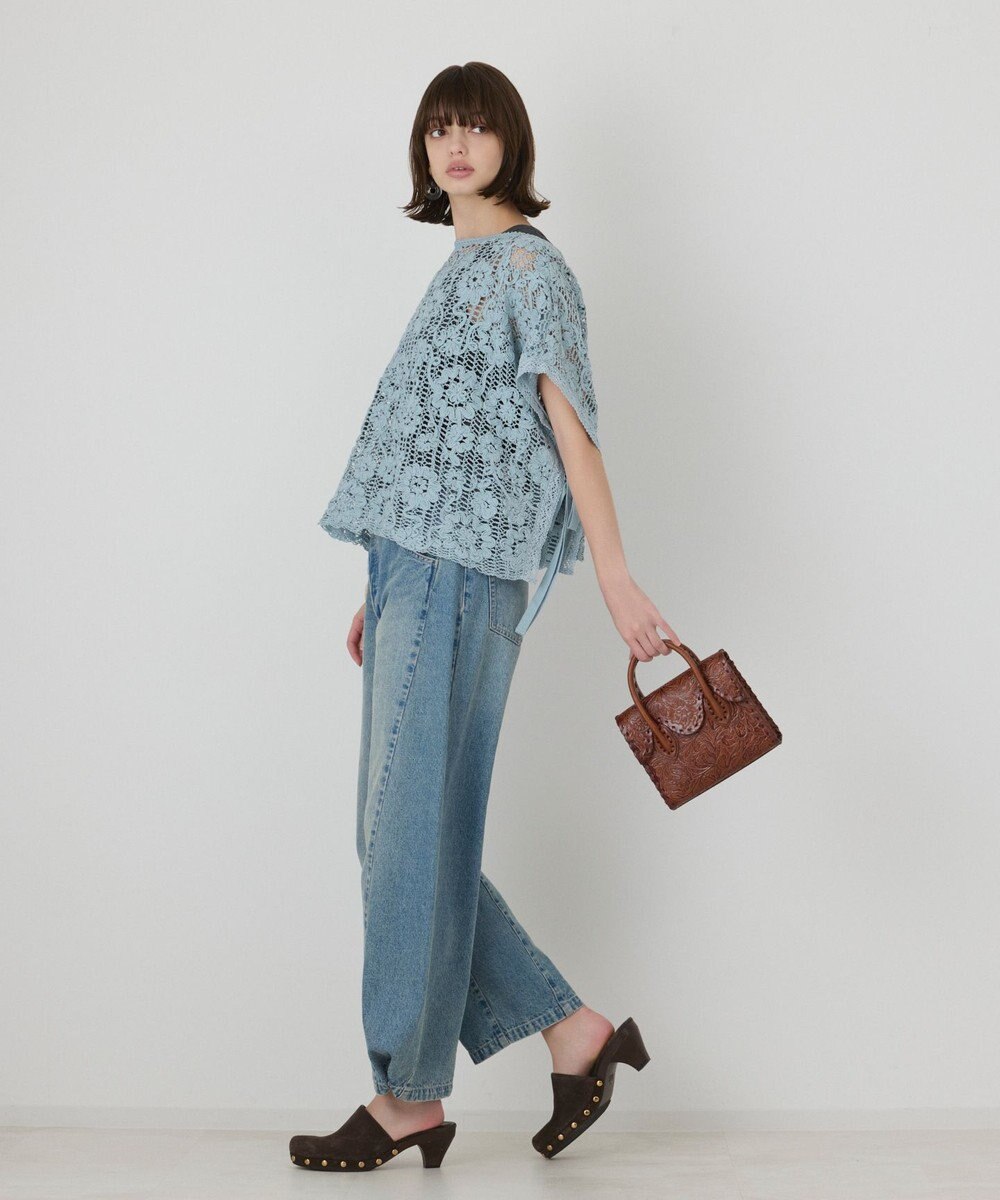 GRACE CONTINENTAL メッシュエンブロイダリーポンチョトップ 