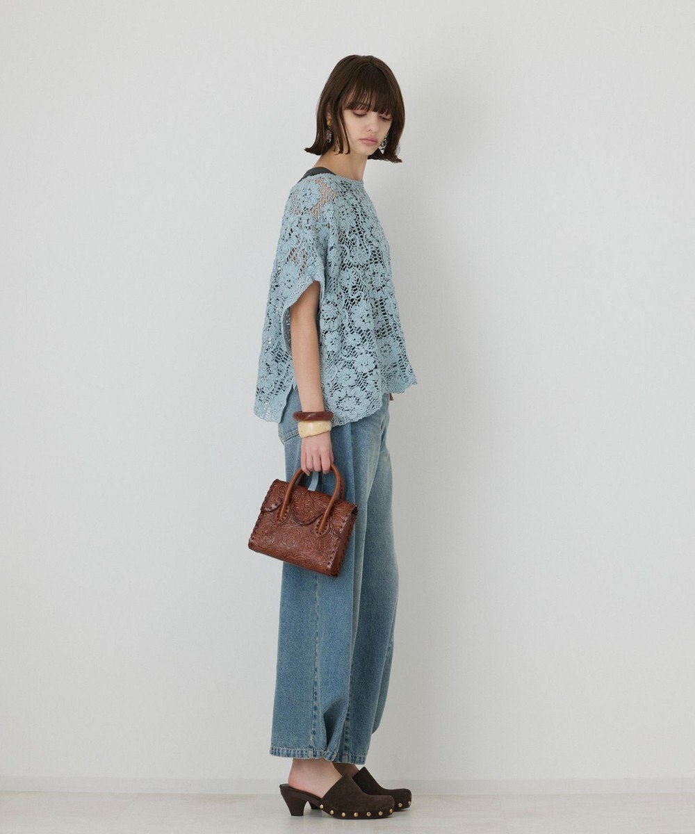 GRACE CONTINENTAL メッシュエンブロイダリーポンチョトップ 
