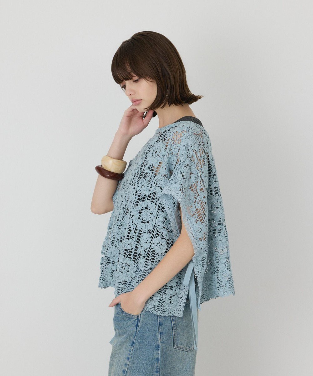GRACE CONTINENTAL メッシュエンブロイダリーポンチョトップ 