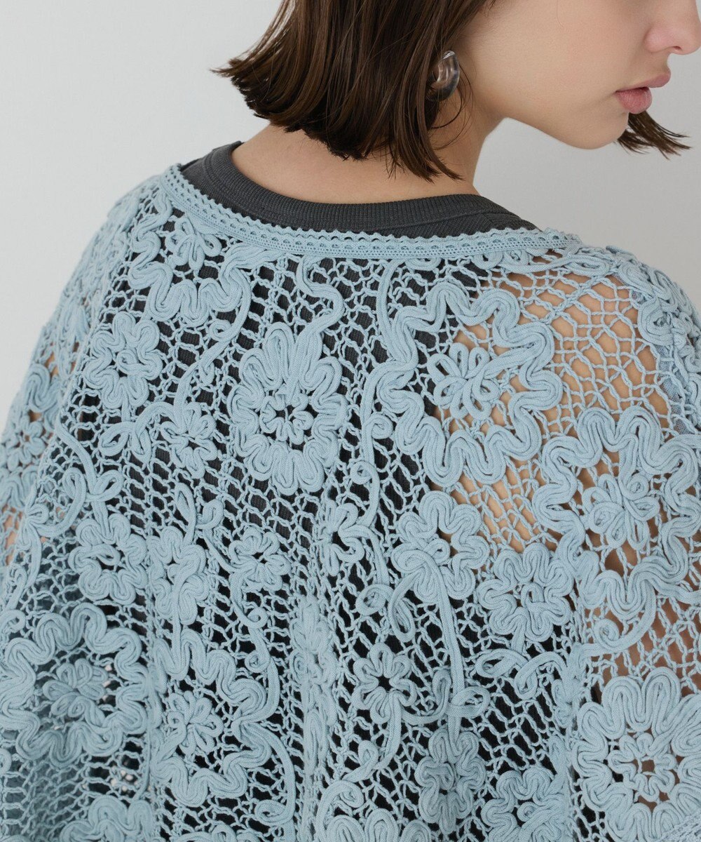 GRACE CONTINENTAL メッシュエンブロイダリーポンチョトップ 