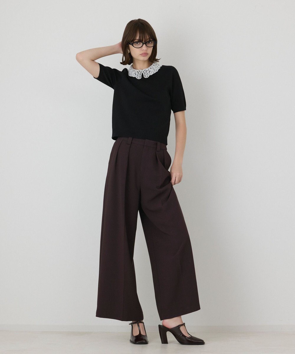 GRACE CONTINENTAL レースカラーラメニットトップ 