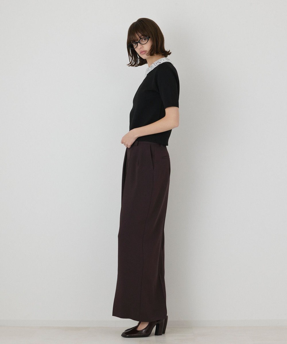 GRACE CONTINENTAL レースカラーラメニットトップ 