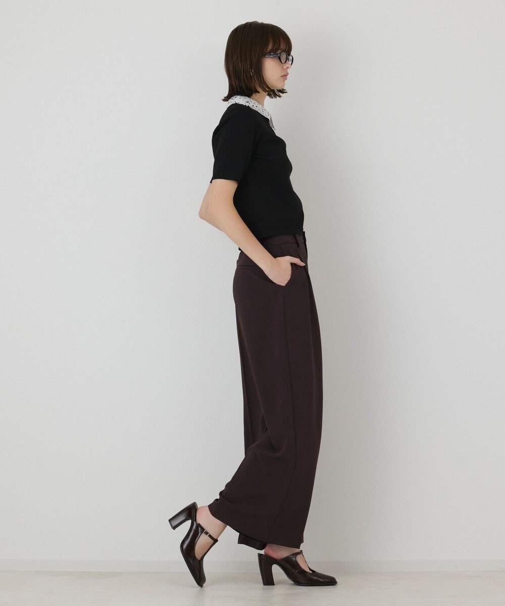 GRACE CONTINENTAL レースカラーラメニットトップ 