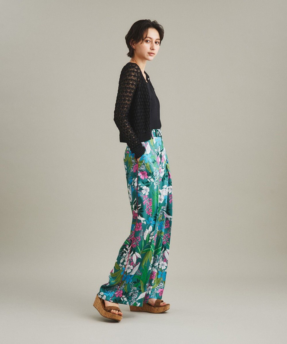 GRACE CONTINENTAL ボタニカルプリントワイドパンツ 