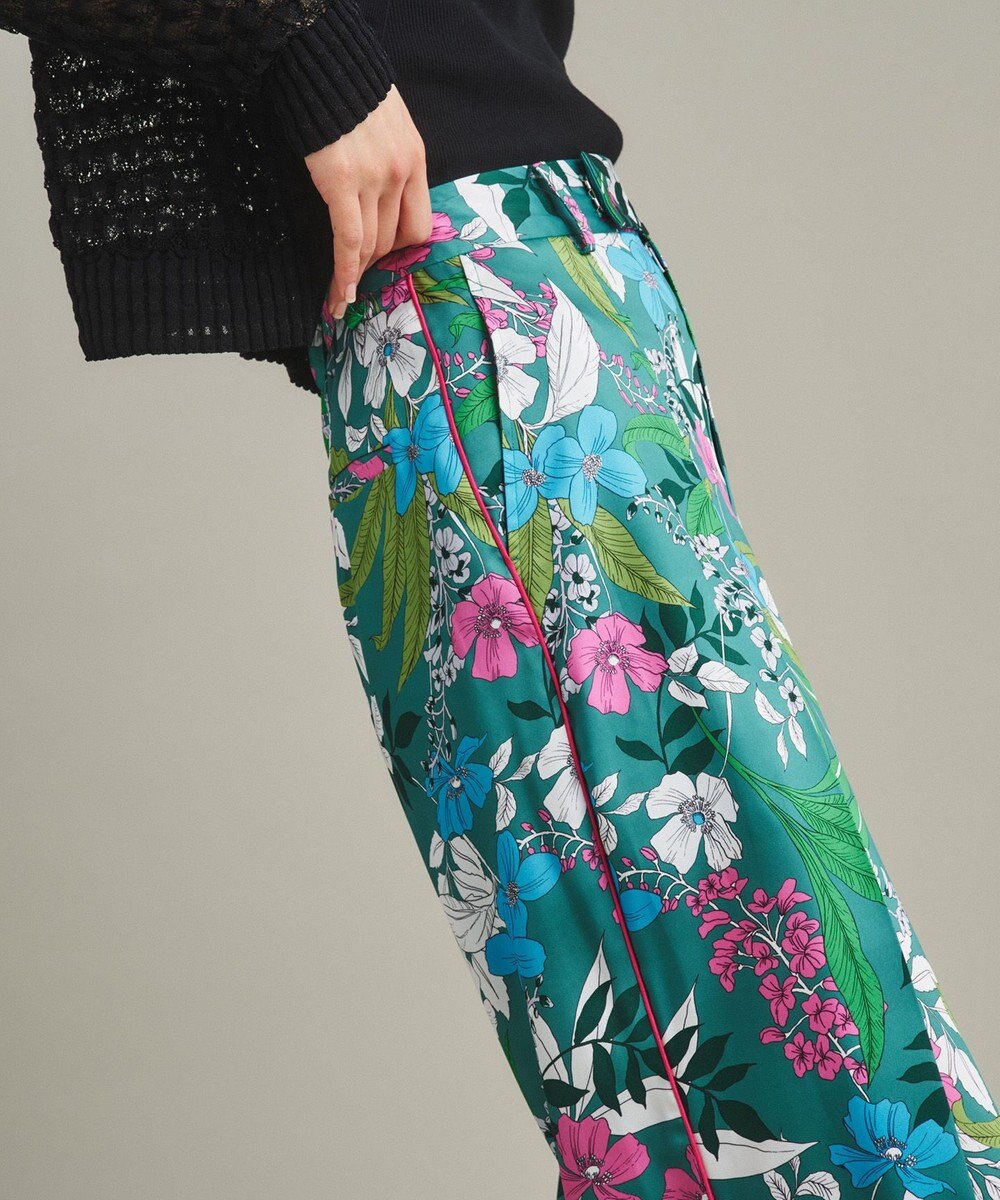 GRACE CONTINENTAL ボタニカルプリントワイドパンツ 