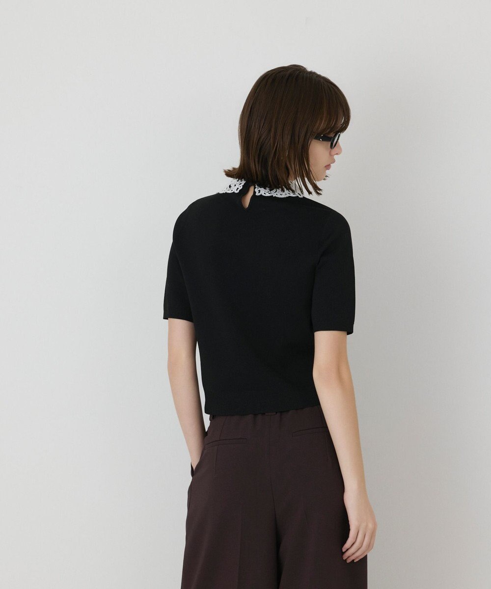 GRACE CONTINENTAL レースカラーラメニットトップ 