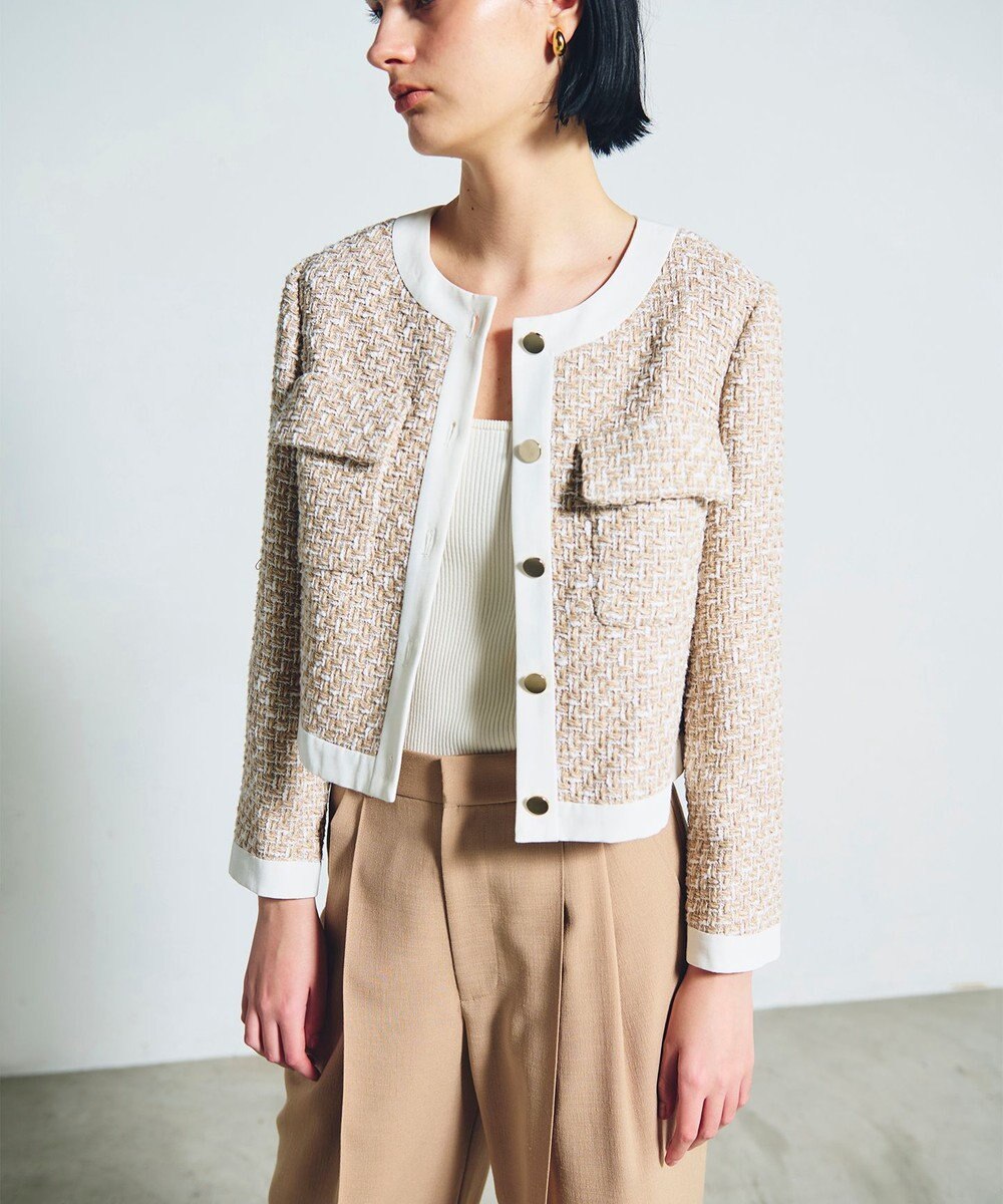 GRACE CONTINENTAL ツイードトリミングジャケット 