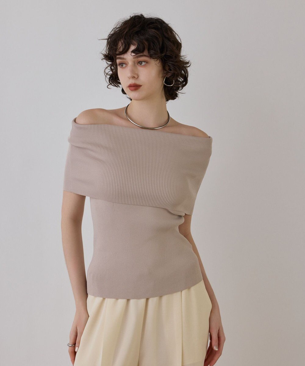 GRACE CONTINENTAL オフショルリブニットトップ