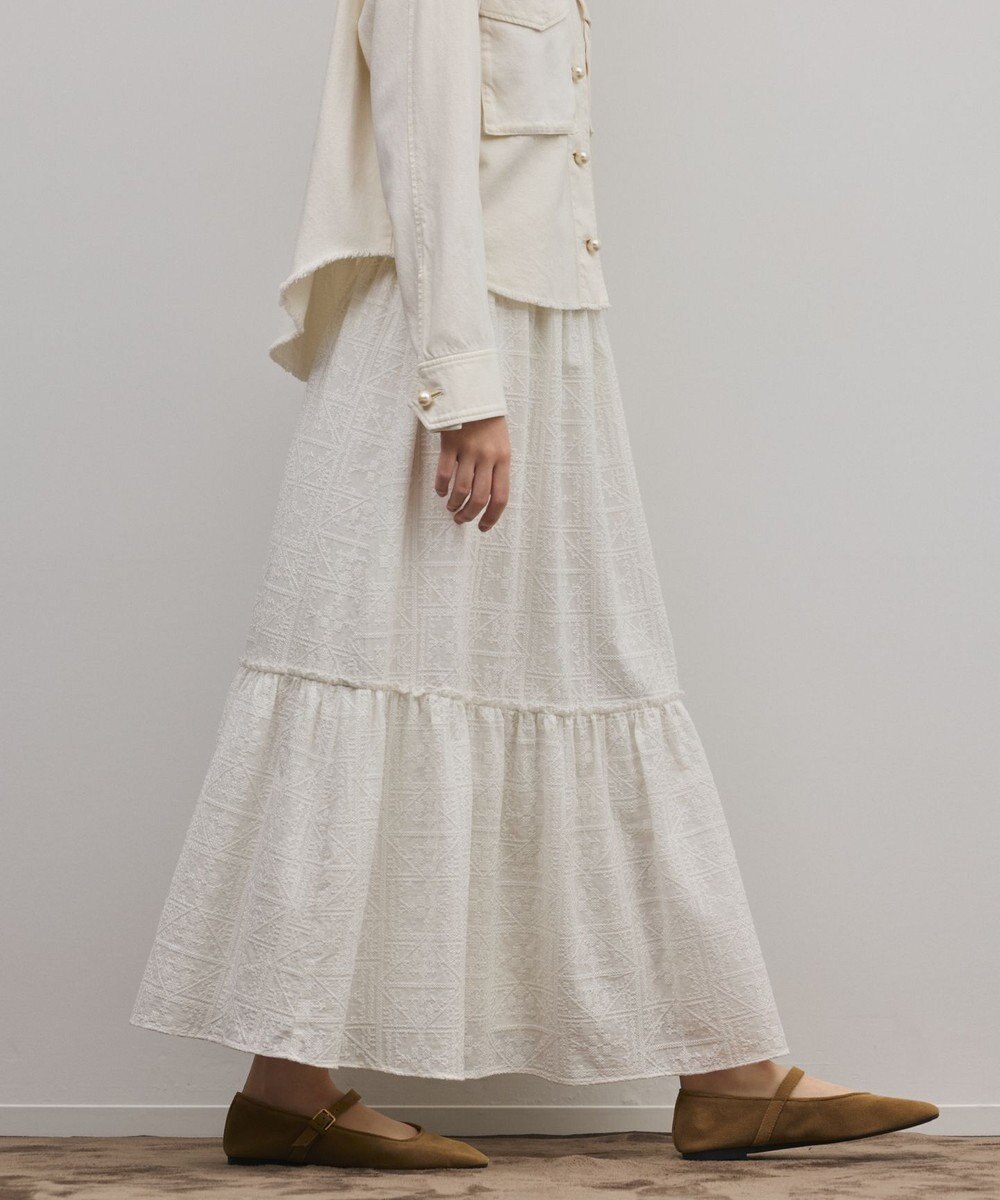GRACE CONTINENTAL ティアードエンブロイダリースカート 