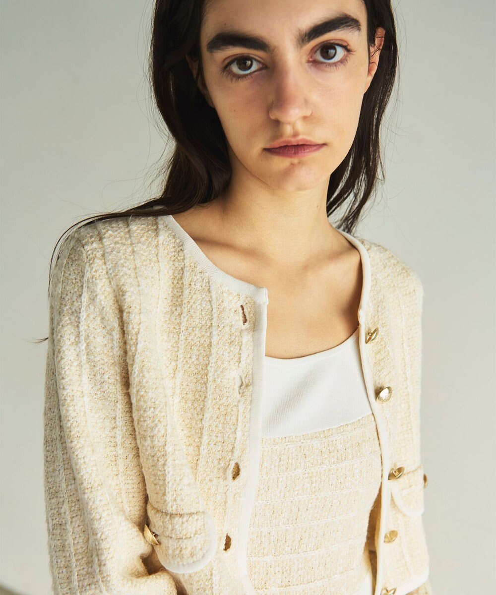 GRACE CONTINENTAL ツイードショートニットカーディガン