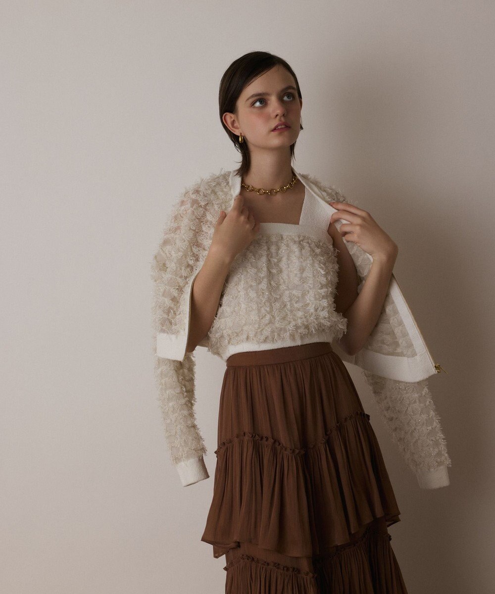 GRACE CONTINENTAL フリンジニットベアトップ 