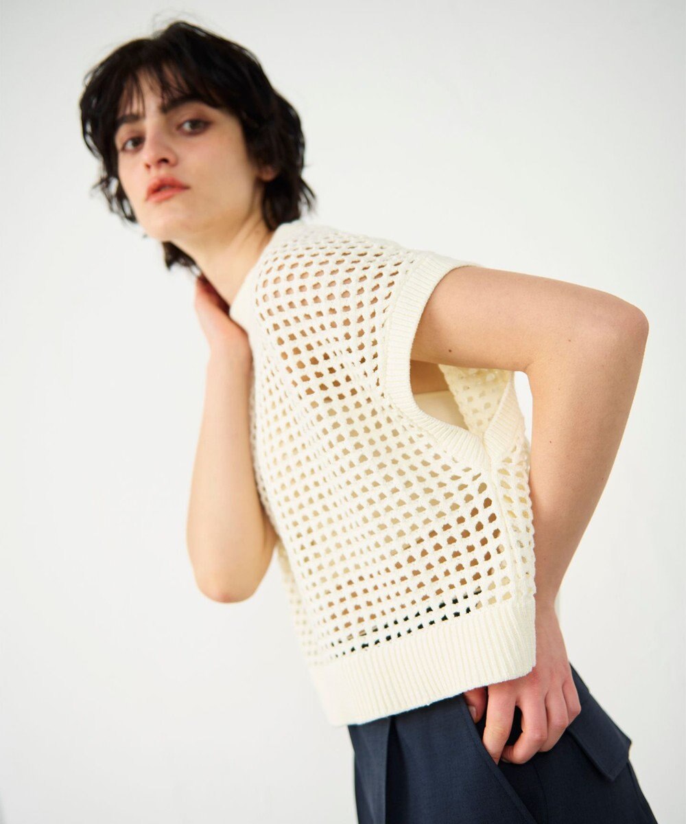 GRACE CONTINENTAL メッシュルーズニットトップ 