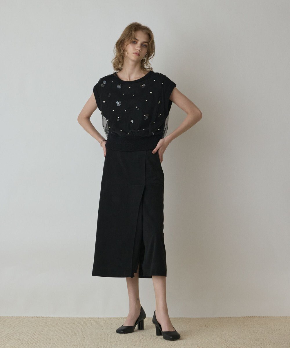 GRACE CONTINENTAL チュール刺繍ニットトップ 