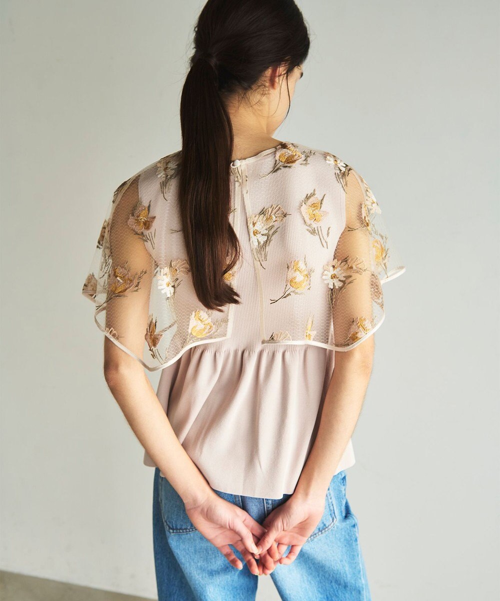 GRACE CONTINENTAL 刺繍ケープニットトップ 