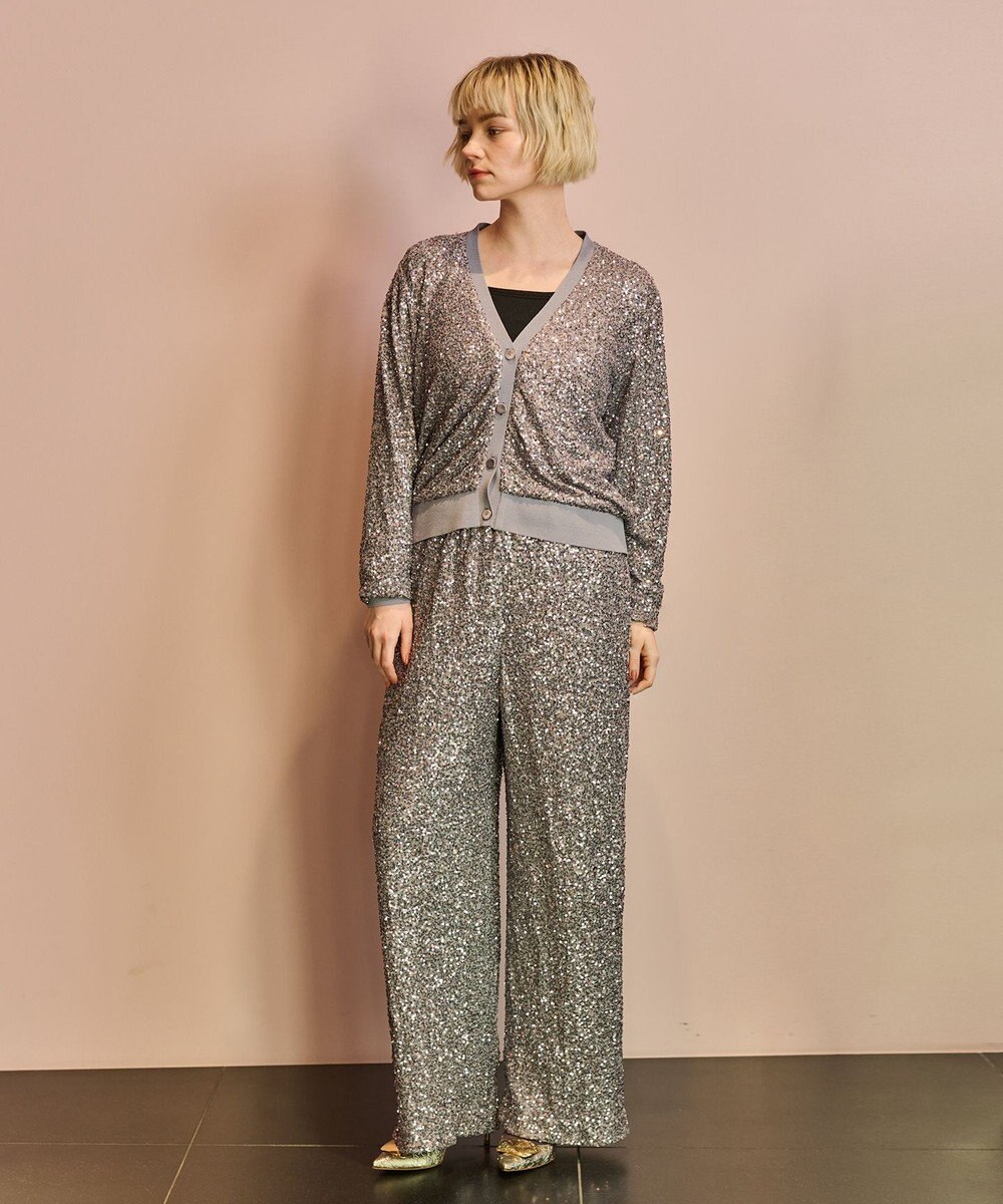 GRACE CONTINENTAL スパンコールニットカーディガン