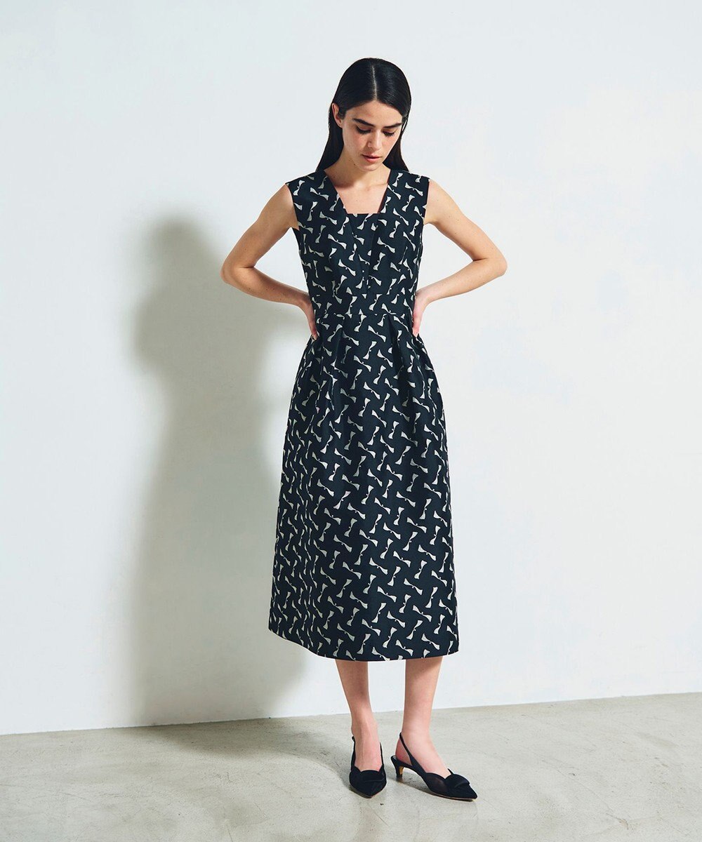 GRACE CONTINENTAL リボンジャガードワンピース