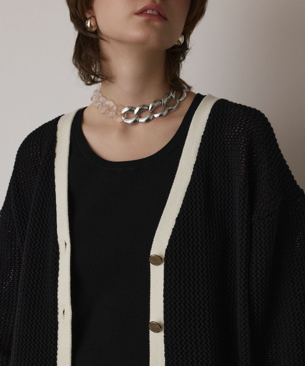 GRACE CONTINENTAL メッシュラインニットカーディガン 