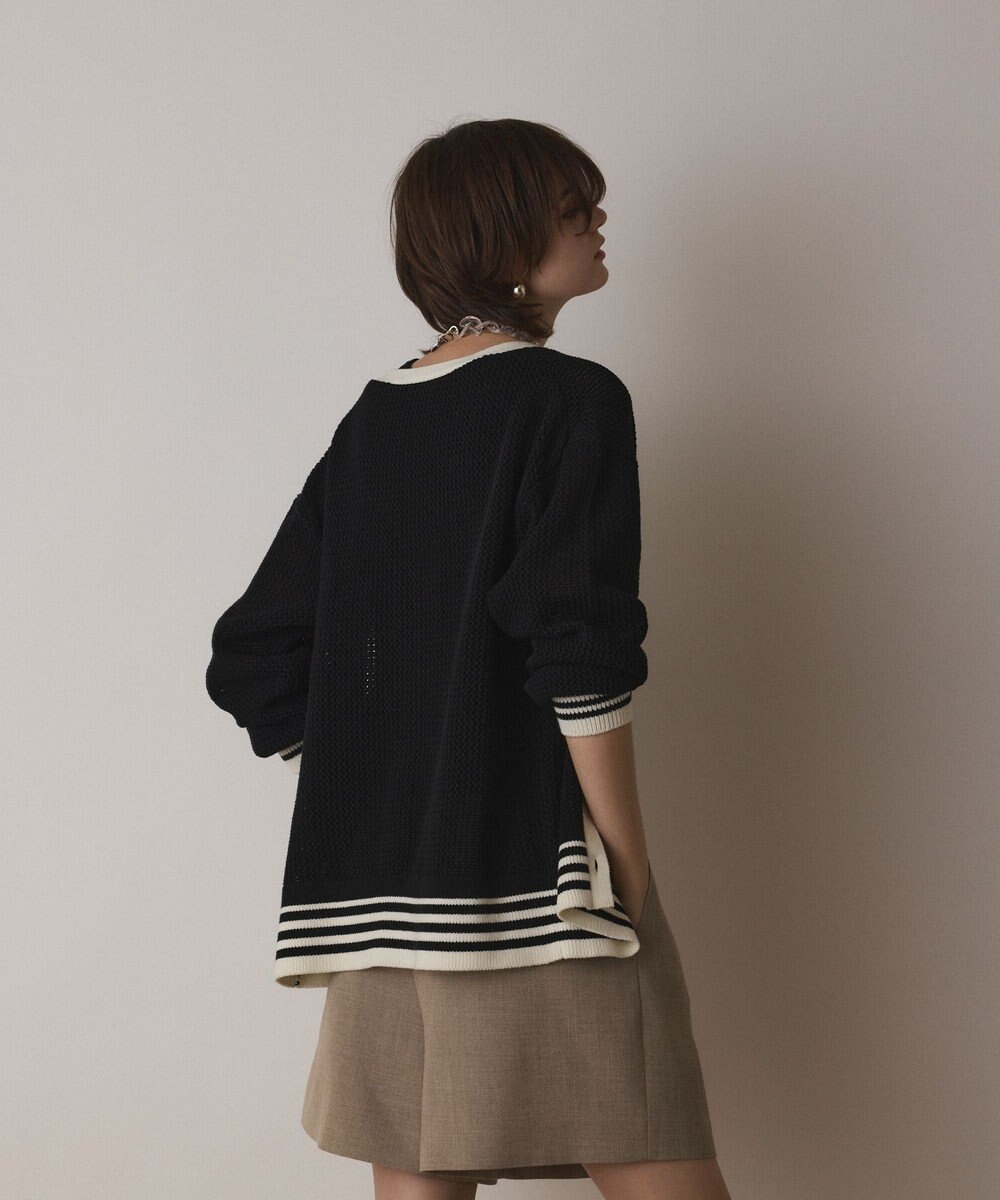 GRACE CONTINENTAL メッシュラインニットカーディガン