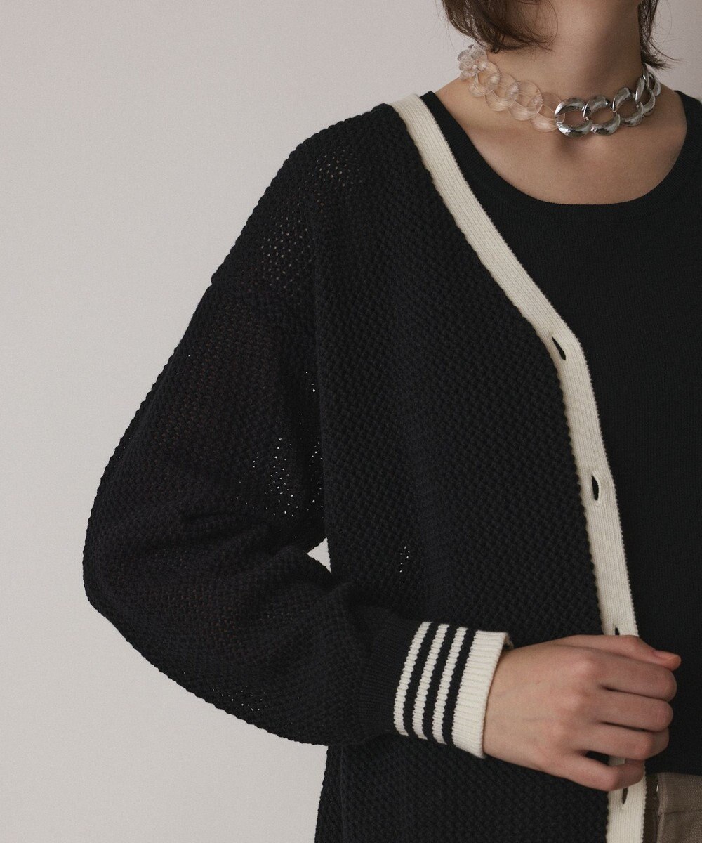 GRACE CONTINENTAL メッシュラインニットカーディガン