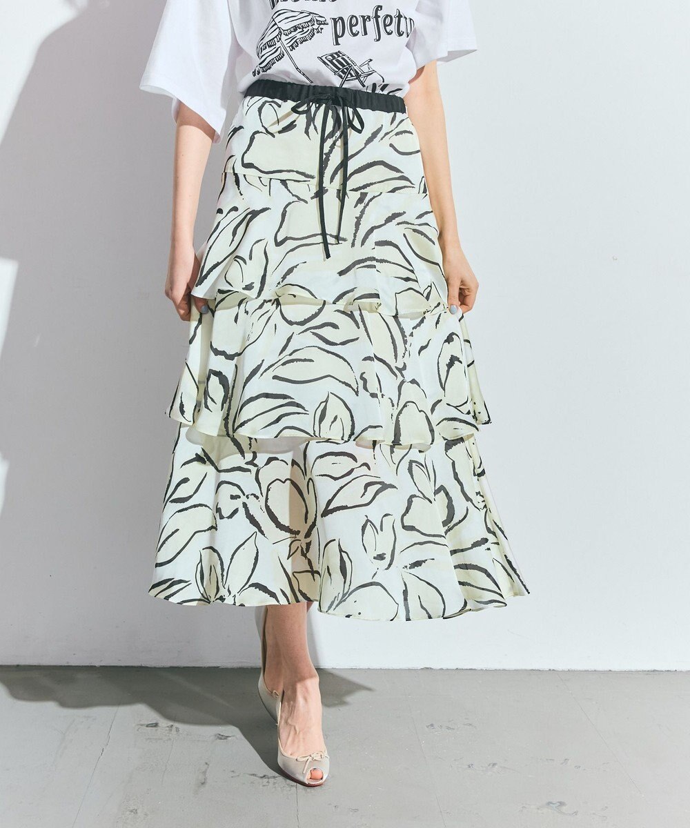 GRACE CONTINENTAL プリントレイヤードスカート 