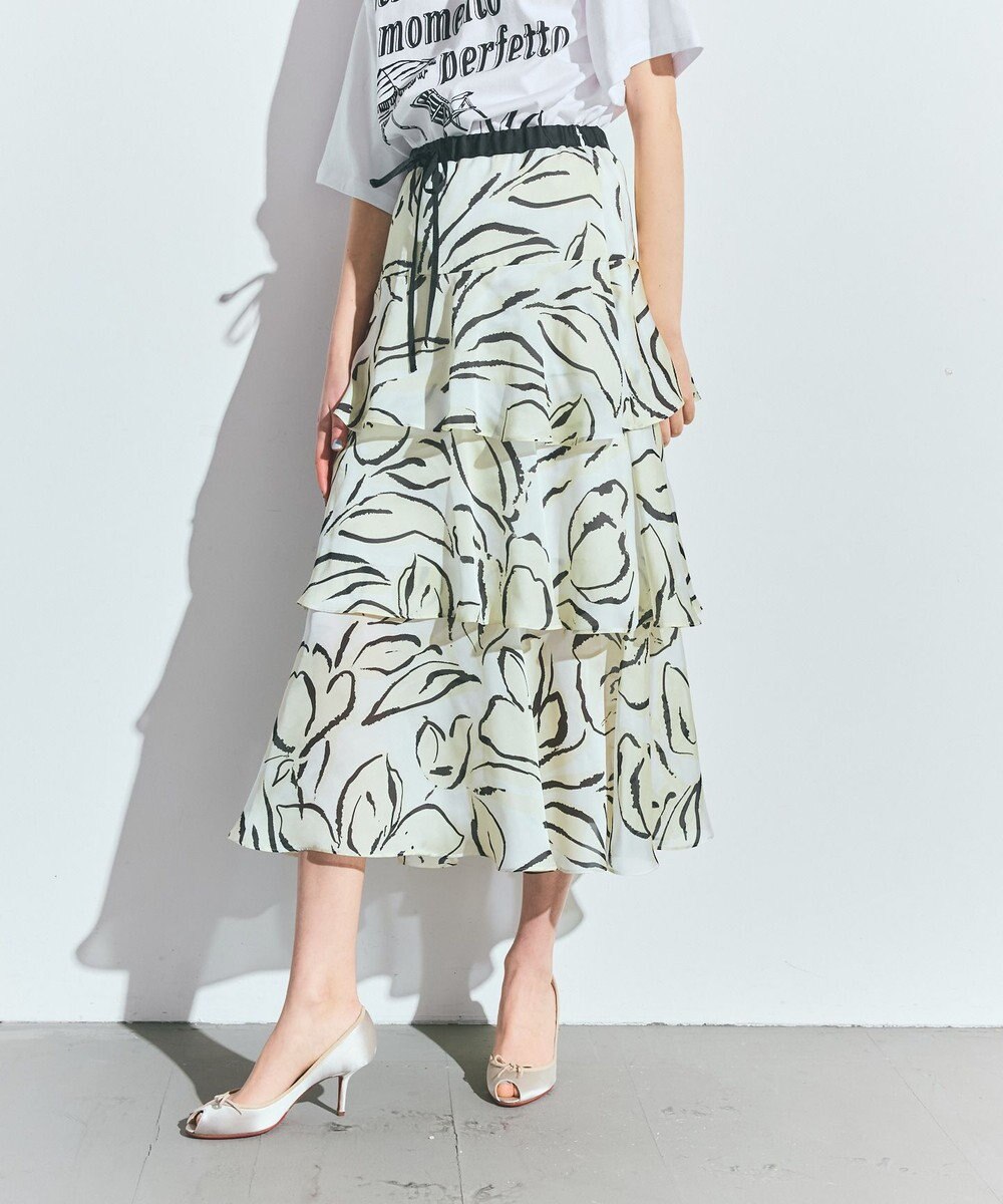 GRACE CONTINENTAL プリントレイヤードスカート 