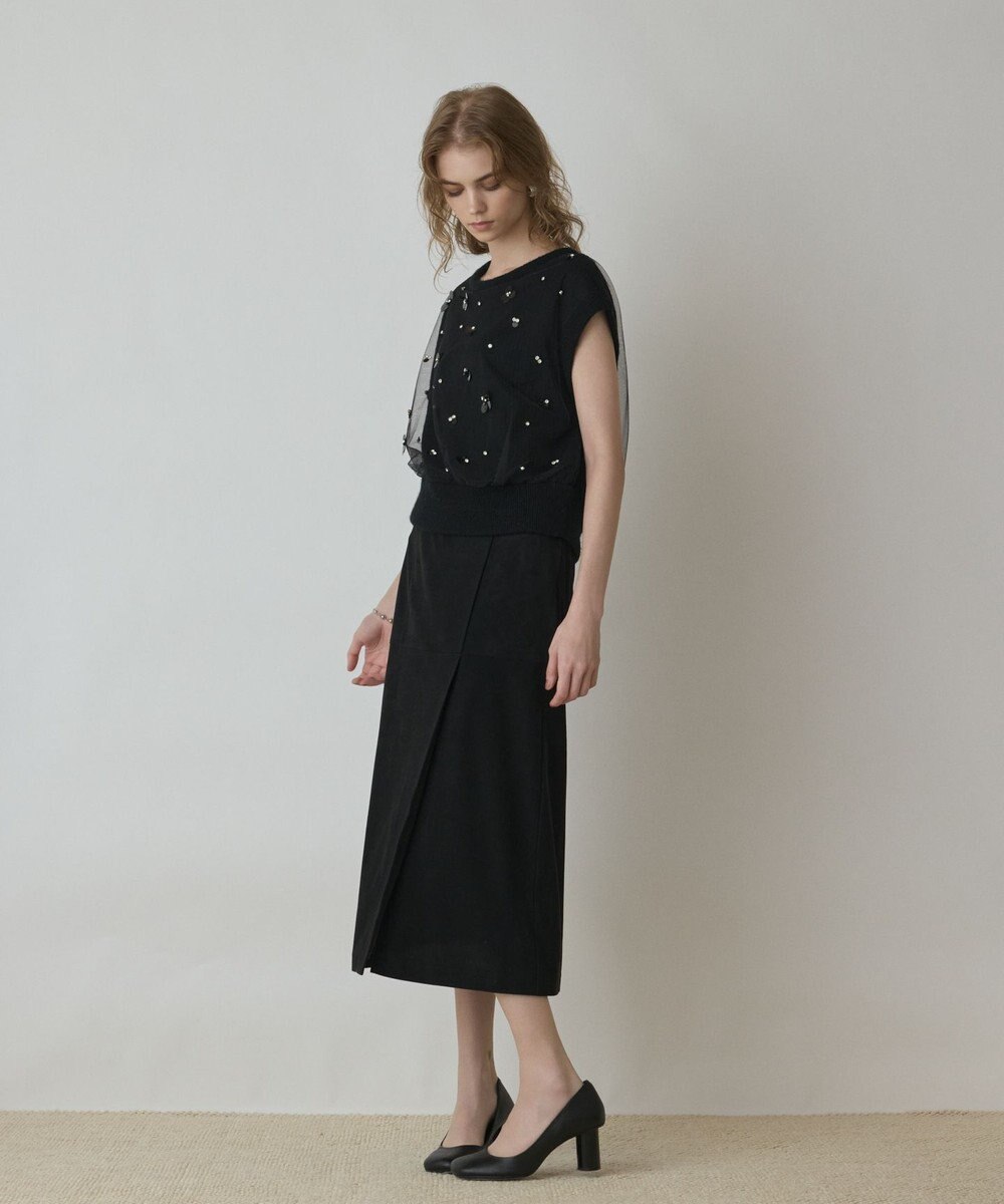 GRACE CONTINENTAL チュール刺繍ニットトップ 